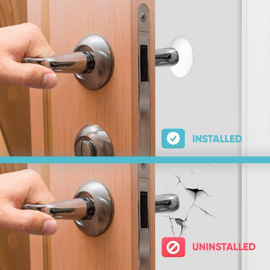 Strongest Home Wall & Door Handle Stopper 3.15" Set 5 Pieces of White Rubber Door Knob Round Wall