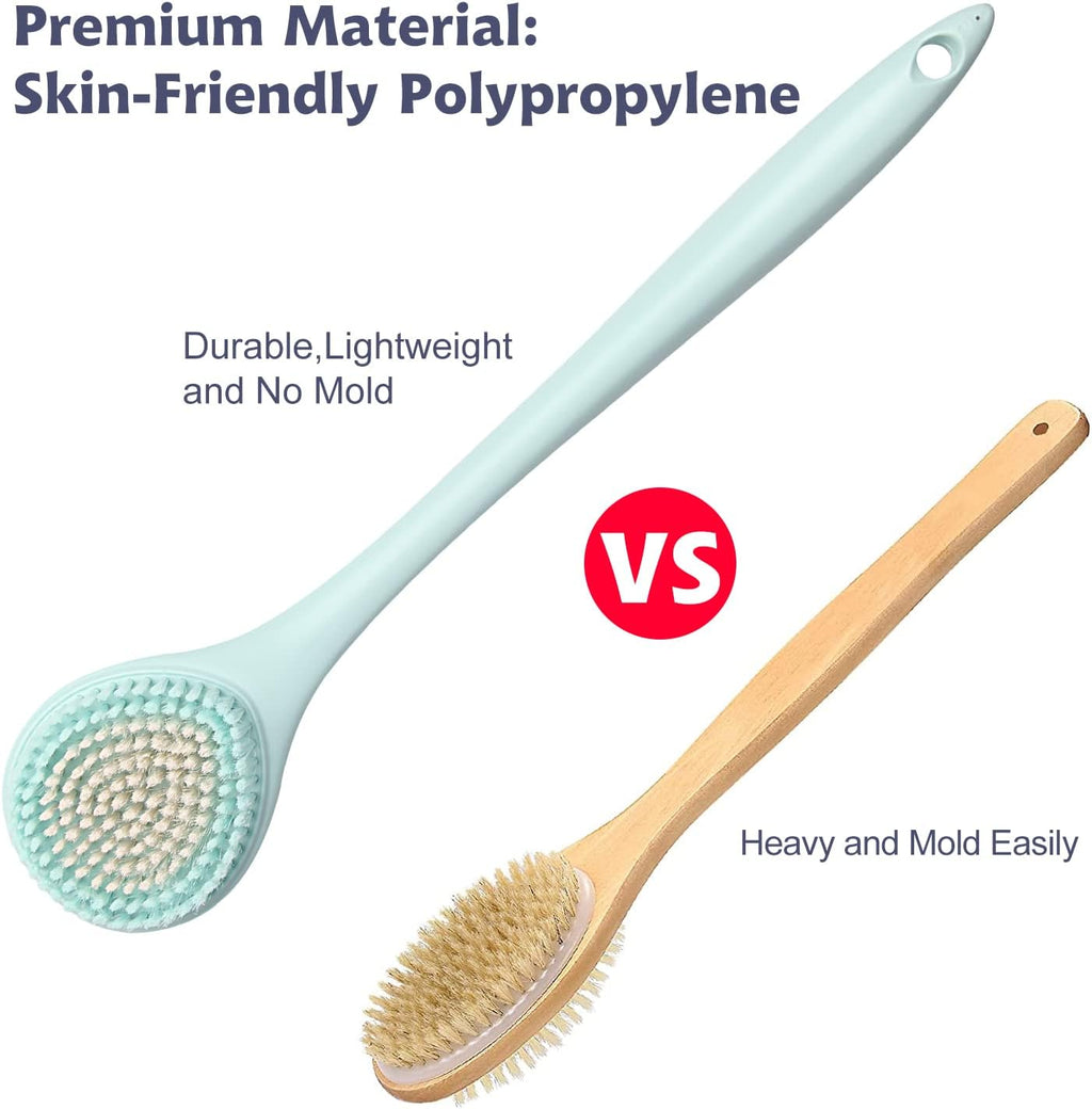 BEDELITE Back Bath Brush Long Handle for Shower of 2 - Soft Shower Brush for Men & Women,Back Brush