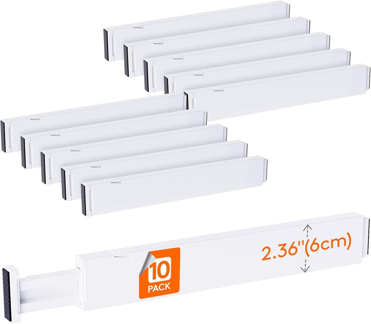 Lifewit 10 Pack Kitchen Drawer Dividers 2.36" High, 16"-22" Adjustable Drawer Organizer for