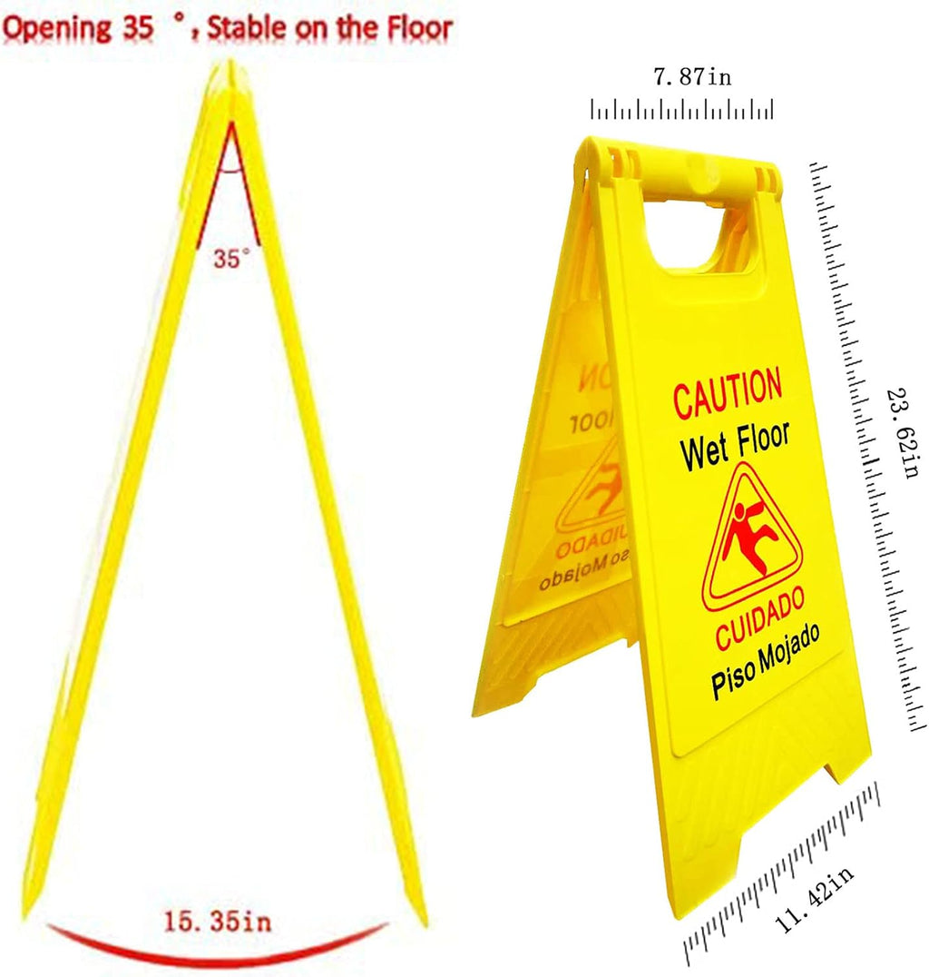 Displayforever 6 Packs Caution Wet Floor Signs for Restaurant, Restroom, Office | 2-Sided Safety