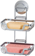 TAILI Double Layer Soap Dish Holder, Bar Soap Tray Suction Cup for Shower Wall, Draining for