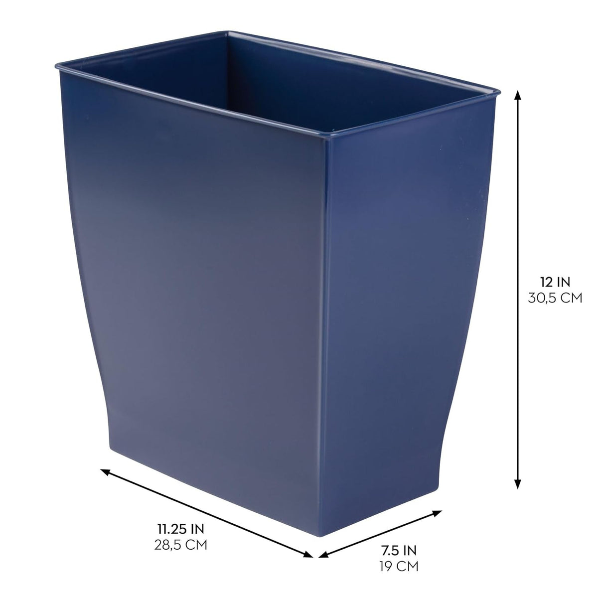 iDesign Small Bathroom Trash Can, Ideal for Primary and Guest Bathroom or Office, Blue, Made in USA