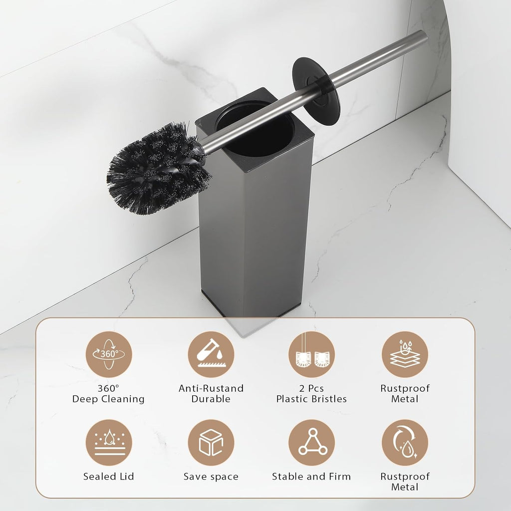 BGL Standing Toilet Brush and Holder GunGrey Aluminium Toilet Bowl Cleaner Brush and Holder for