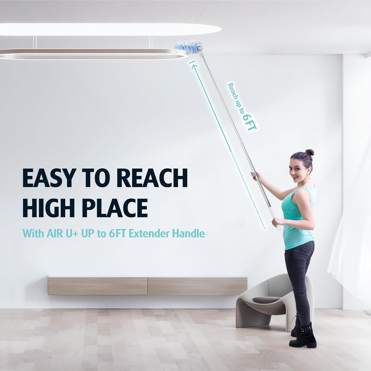 6ft Extendable Duster Handle with 40 Pcs, Compatible with Swiffer Duster, Disposable Microfiber