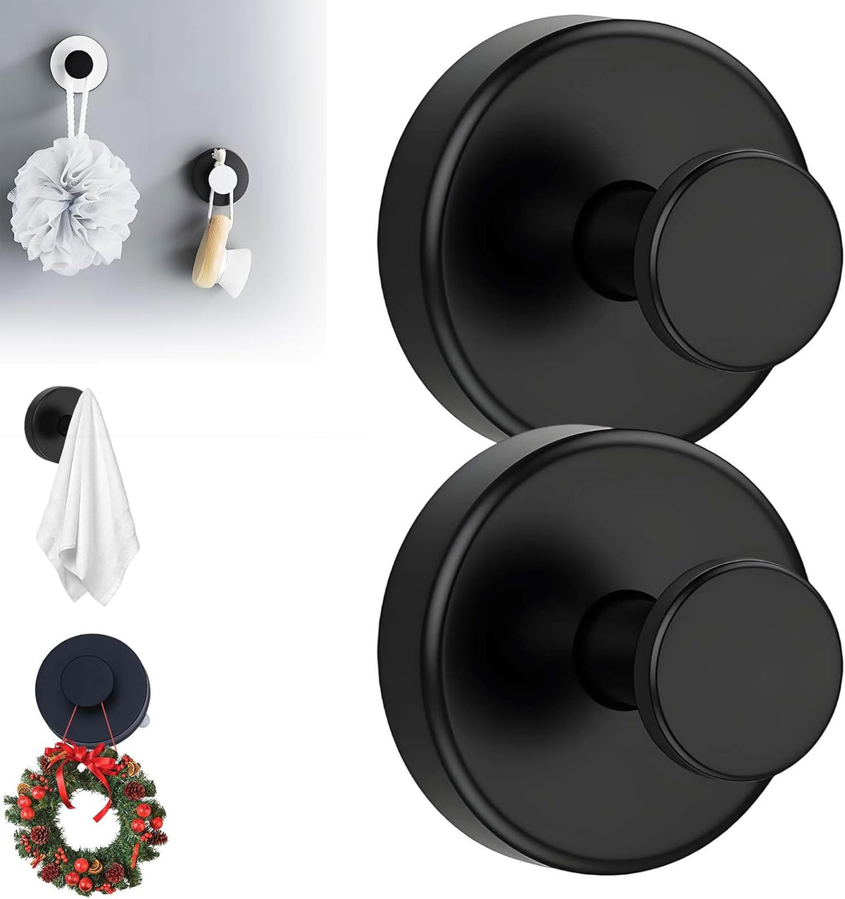 Suction Cup Hooks for Wreaths, 2025 New No Drill Suction Cup Hooks on Glass, Wreath Hanger for