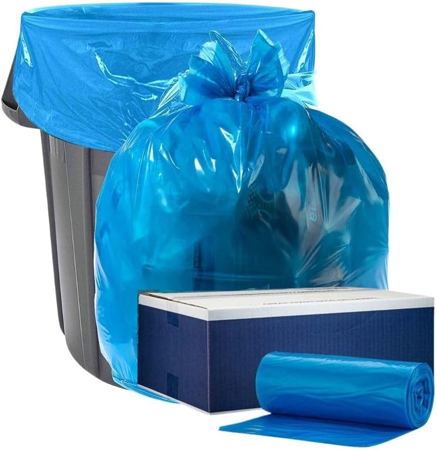 Plasticplace 45 Gallon 1.2 MIL Blue Industrial Strength Trash Bags - 40" x 46" - Pack of 100 - For