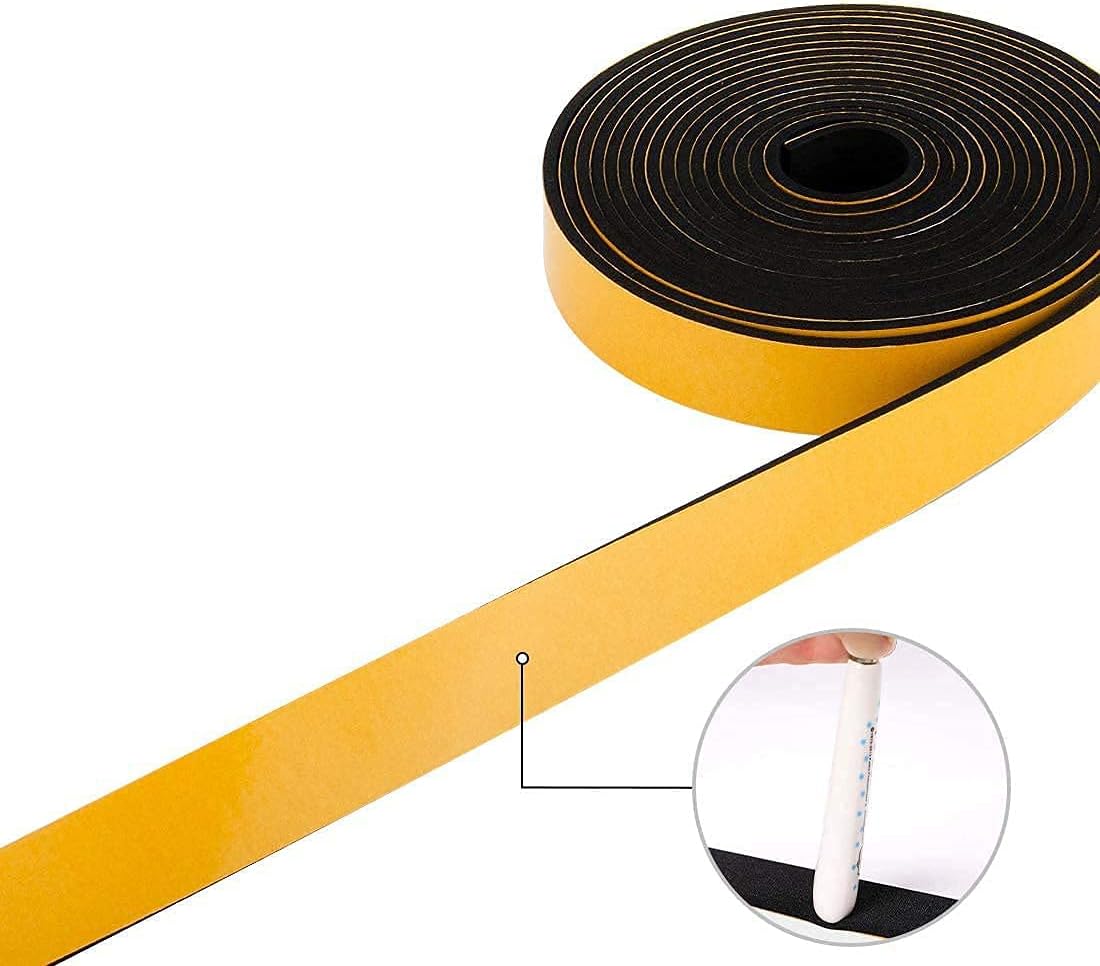 Windows Sealing Tape 2-Pack, 1/2 Inch Wide X 1/2 Inch Thick, Closed Cell Foam Adhesive Rubber Seal