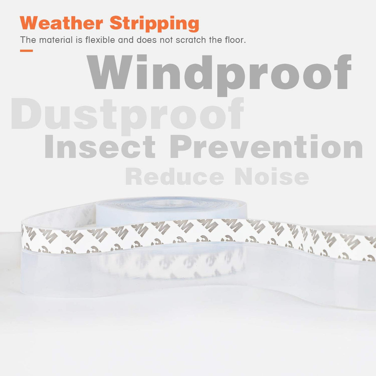 26 Feet Silicone Seal Strip, Transparent, 35MM - Door & Window Seal, Draft Stopper Adhesive Tape