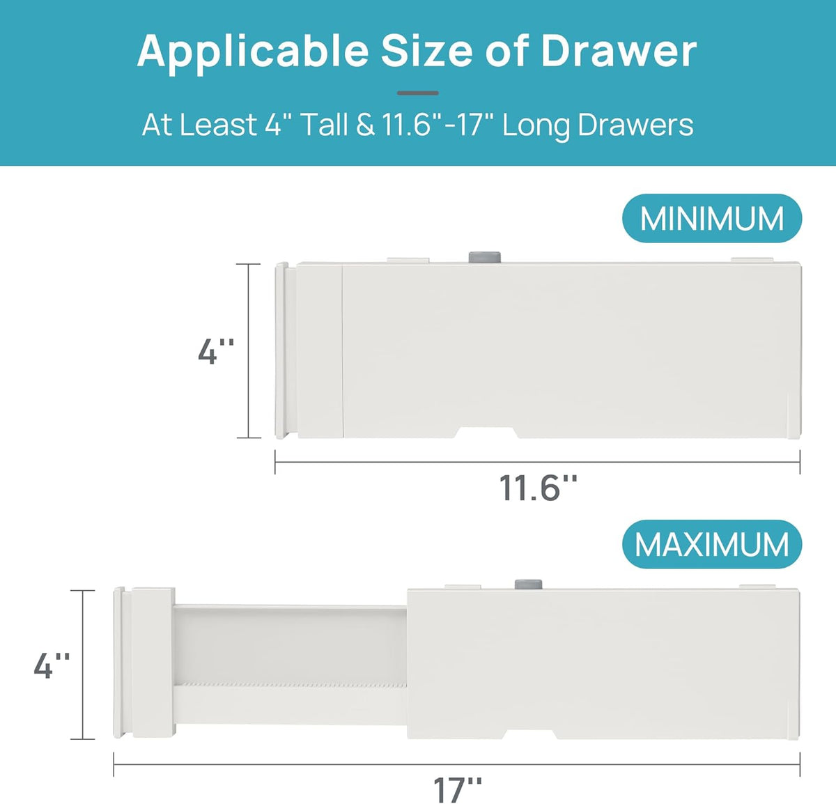 Vtopmart 16 Pack Drawer Dividers for Clothes, 4" High 11.6"-17" Adjustable Expandable Dresser