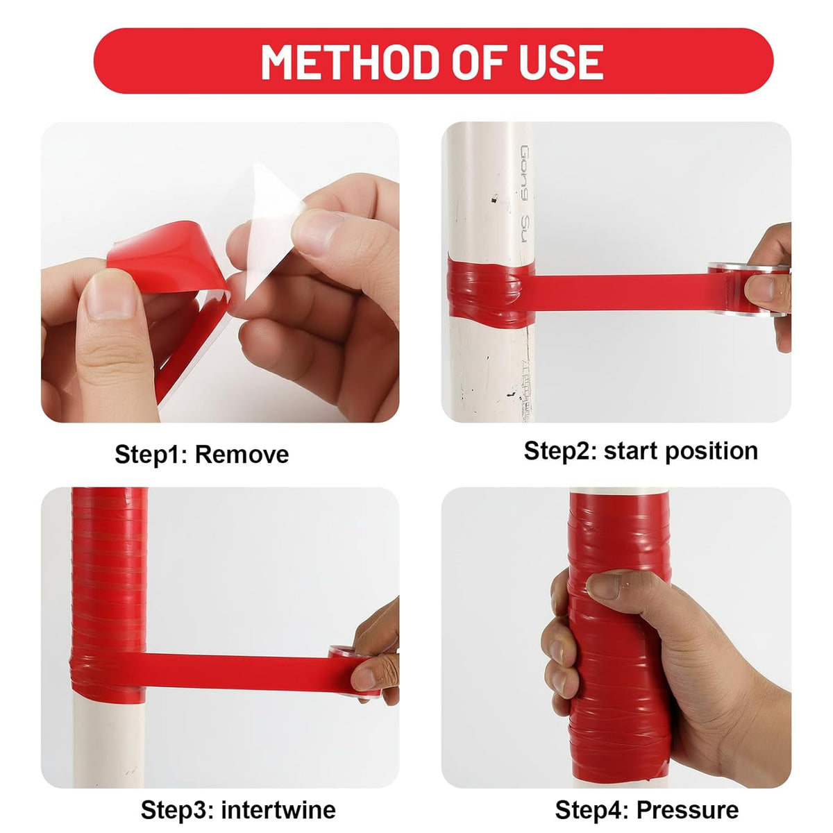 Self Fusing Silicone Tape 4 Rolls 1 in x 10' Red Waterproof Rescue Tape Rubber Leak Silicone