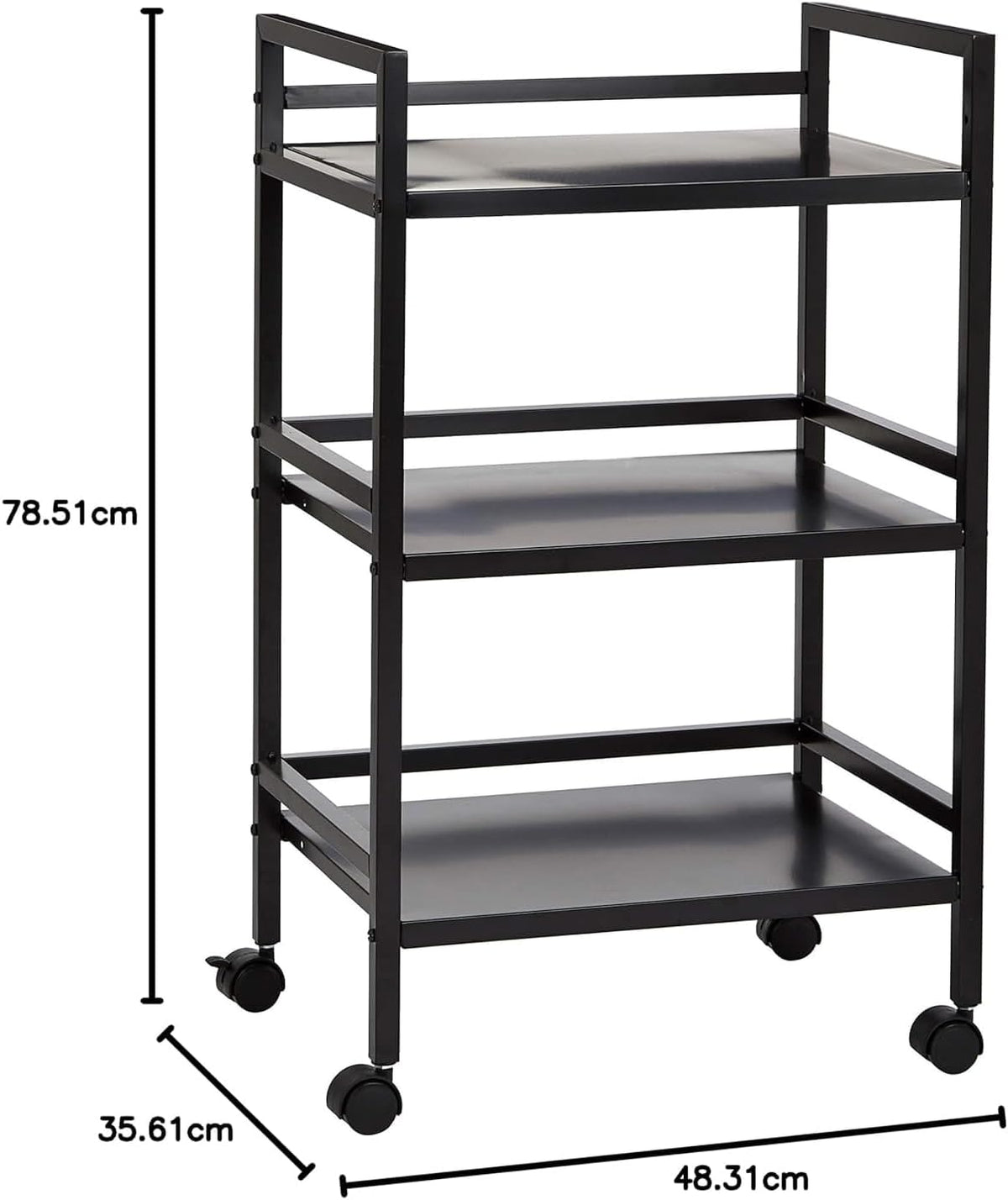 Amazon Basics 3-Tier Metal Rolling Cart, Black