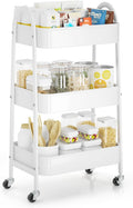 EAGMAK 3 Tier Rolling Cart Under Desk, Large Metal Storage Cart with Handle and Lockable Wheels