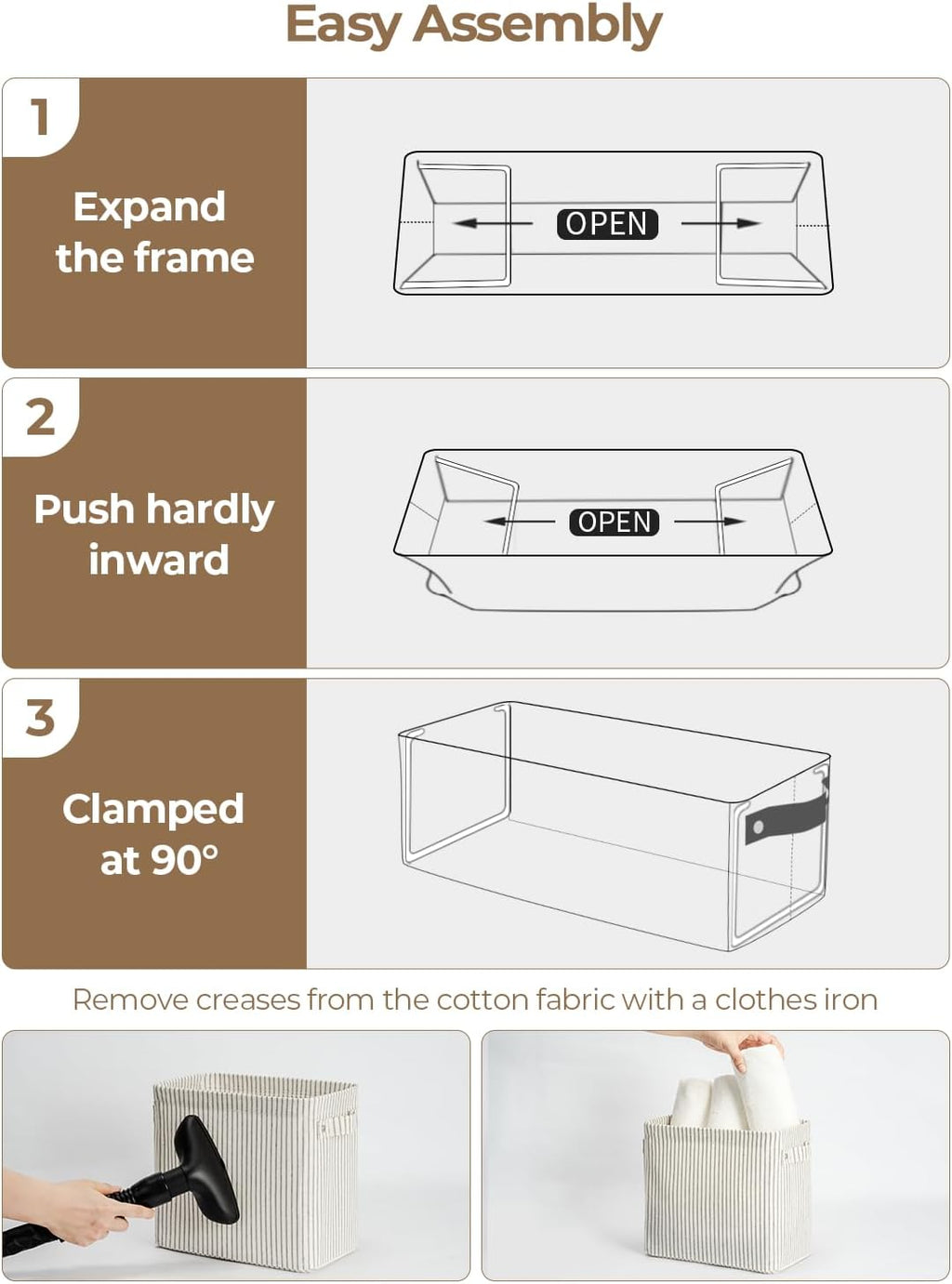 StorageWorks Narrow Storage Bins, Small Basket for Closet and Shelves, Rectangular Fabric Organizer