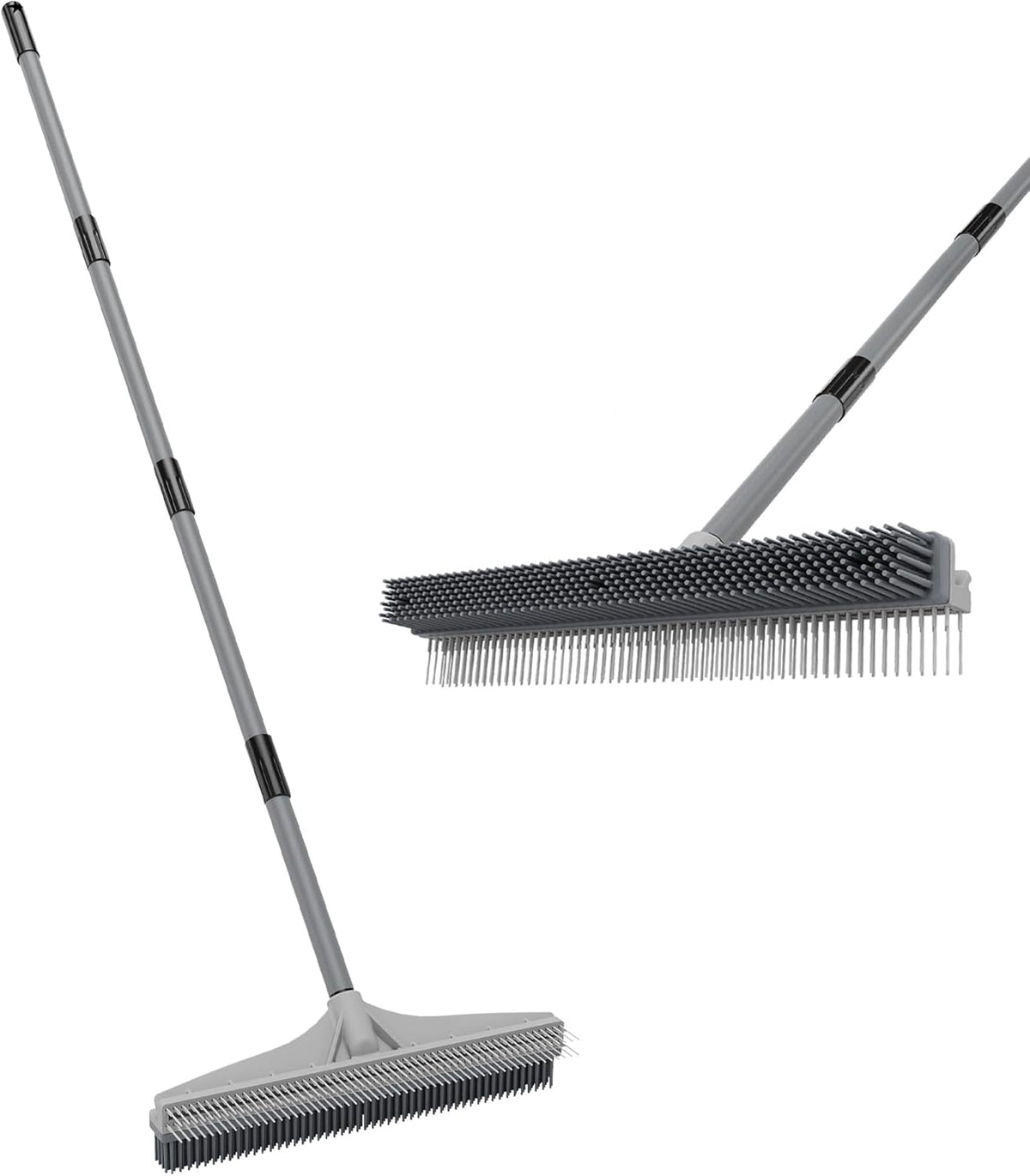 Walensee Carpet Rake for Pet Hair Removal, 61" Carpet Hair Cleaning Tool with Adjustable Long