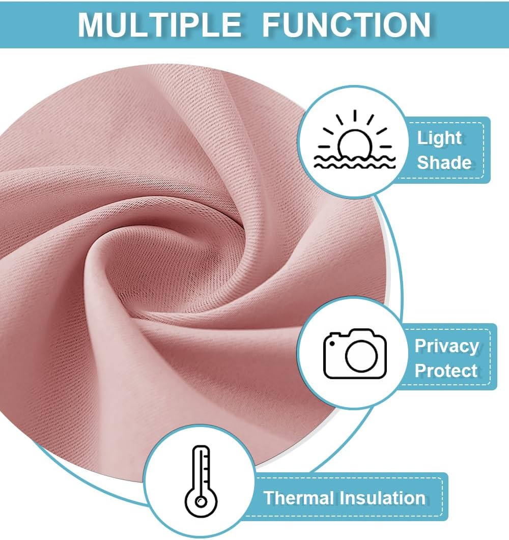 RYB HOME Blackout Curtains for Kitchen, Small Window Curtains Blinds, Thermal Insulating Drapes for