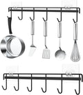 Myfolrena Adhesive Kitchen Hooks Utensil Hanger Holder Hanging Rack 2 Pack, Hanging Rack Wall