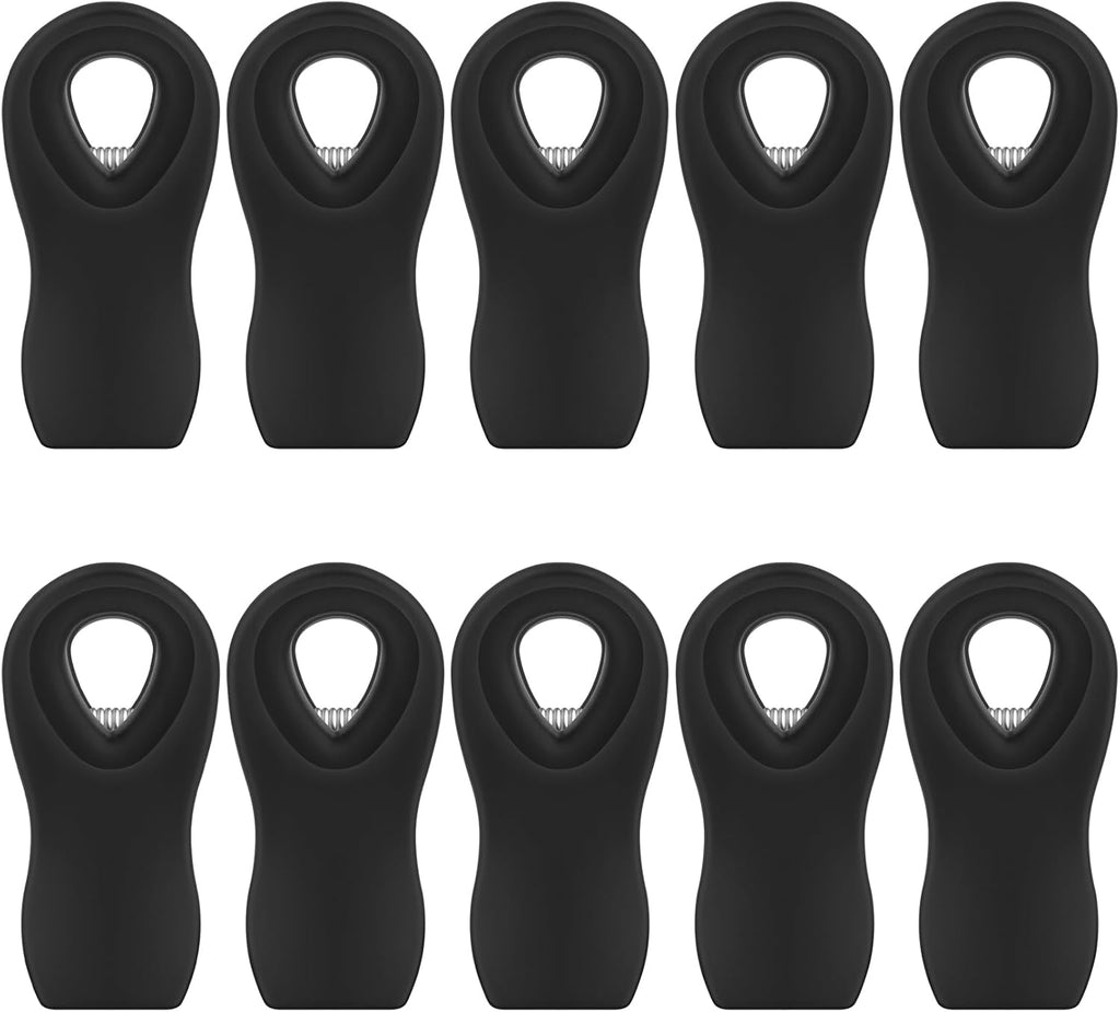 Magnetic Chip Clips, 10 Pack Plastic Bag Clips with Magnet, Black Snack Clips for Food Storage and