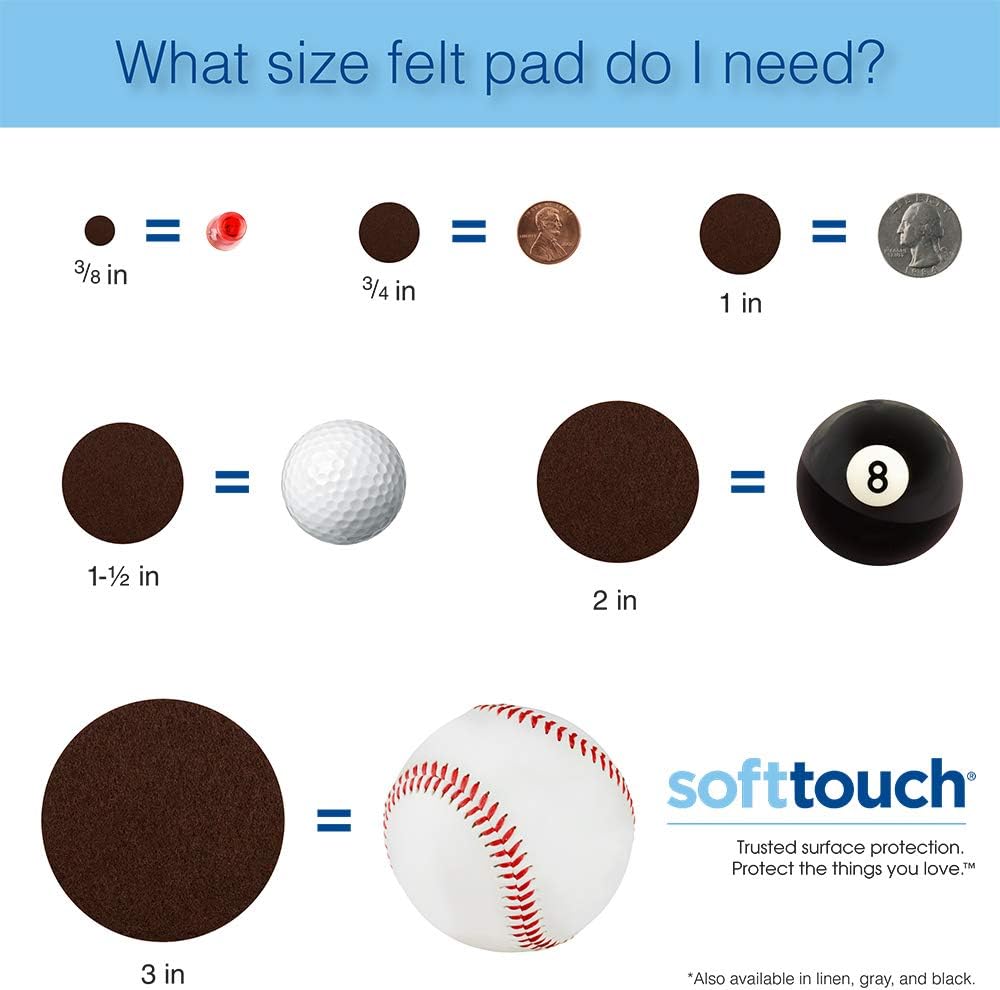 SOFTTOUCH 4723995N Heavy Duty 3 Inch Felt Furniture Pads to Protect Hardwood Floors from Scratches