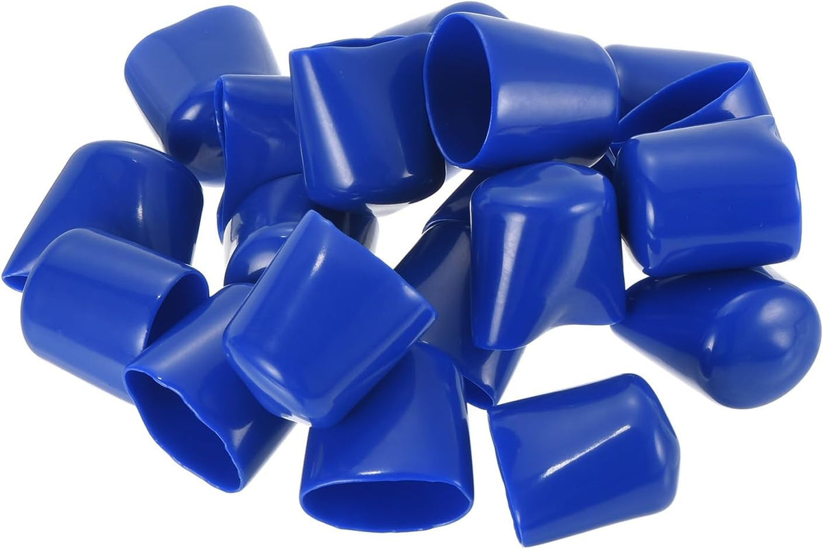 uxcell 20pcs Rubber End Caps 22mm ID Vinyl Round Tube Bolt Cap Cover Screw Thread Protectors Blue
