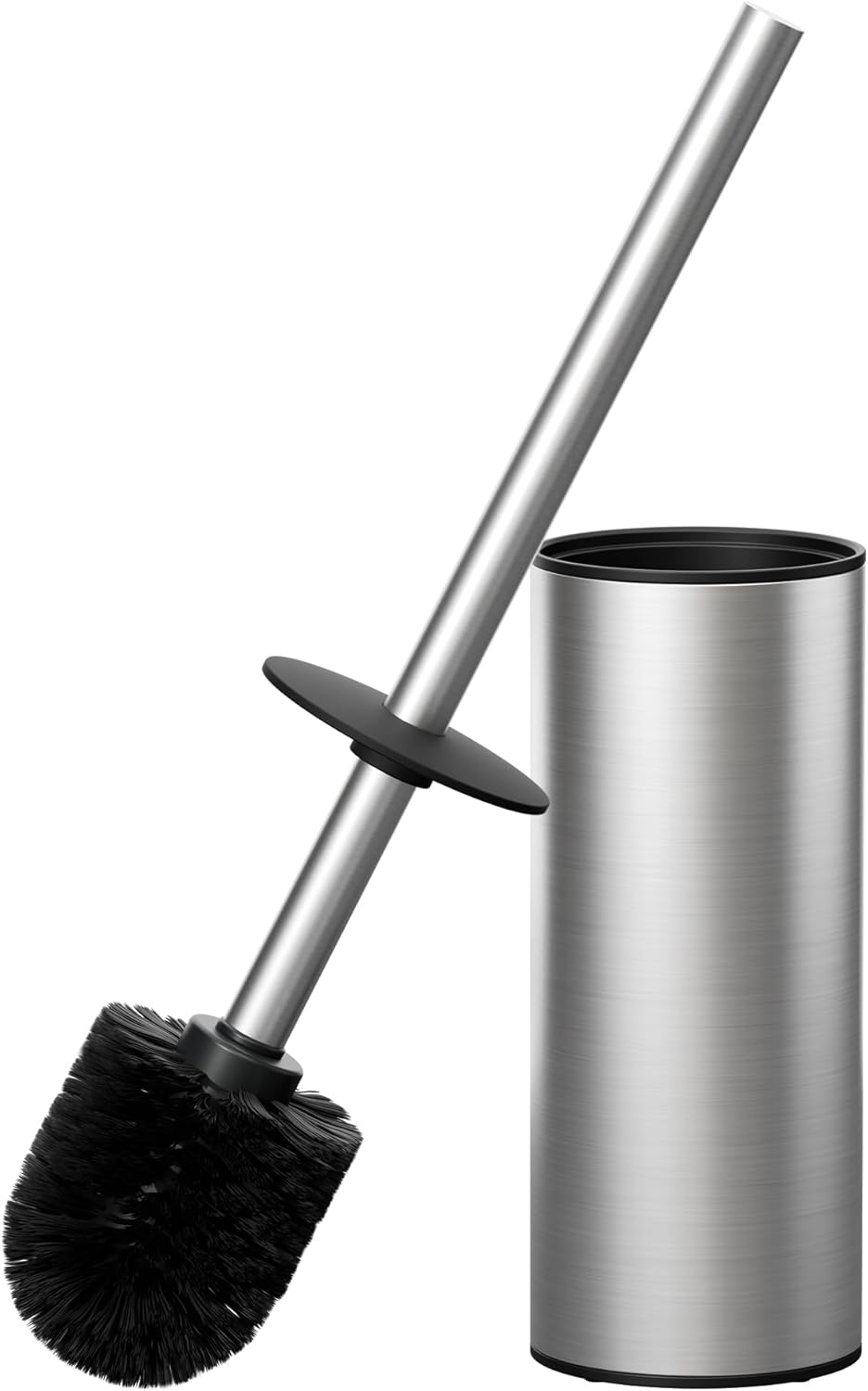 FORIOUS Toilet Brush and Holder Set Brushed Nickel, 304 Stainless Steel Long Handle and Heavy Duty