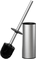 FORIOUS Toilet Brush and Holder Set Brushed Nickel, 304 Stainless Steel Long Handle and Heavy Duty