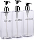 Segbeauty 3pcs Clear Soap Dispenser, 16.9oz Refillable Shampoo Conditioner Bottles, 500ml Empty