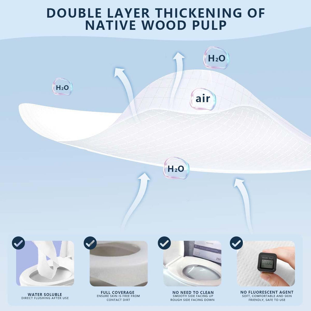 1 Pack (250 Pieces) Disposable Toilet Seat Covers Flushable Paper Toilet Seat Cover for Bathroom