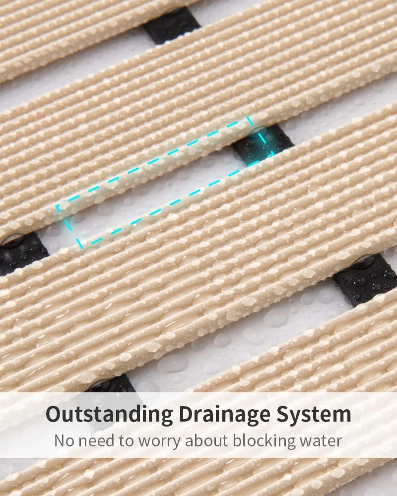 PADOOR Shower-Mat Non Slip, Heavy Duty Bathtub-Mat Curlable Quick Drain Sturdy Bath Tub Mat Without
