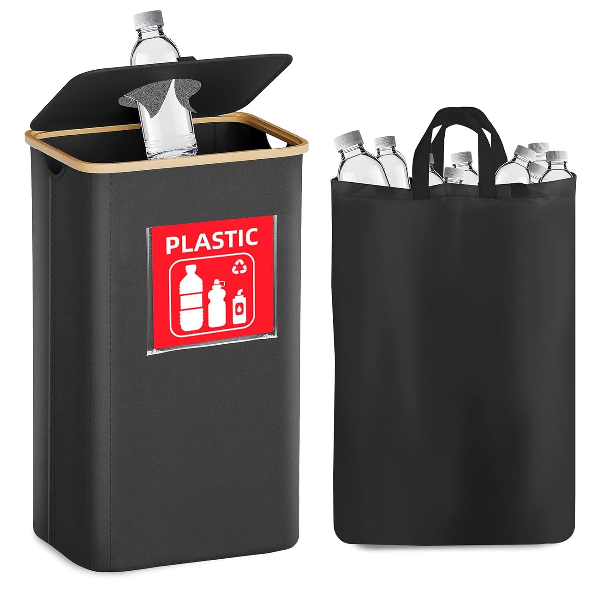 Recycling Bin for Kitchen 26 Gallon 100L, Indoor Recycle Bins with Lid, Hands-Free Access, Sorting