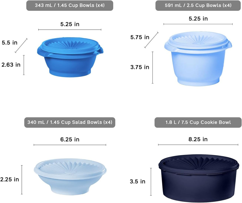 Tupperware Heritage Collection, New 36 Piece Food Storage Container Set in Vintage Blue, Dishwasher