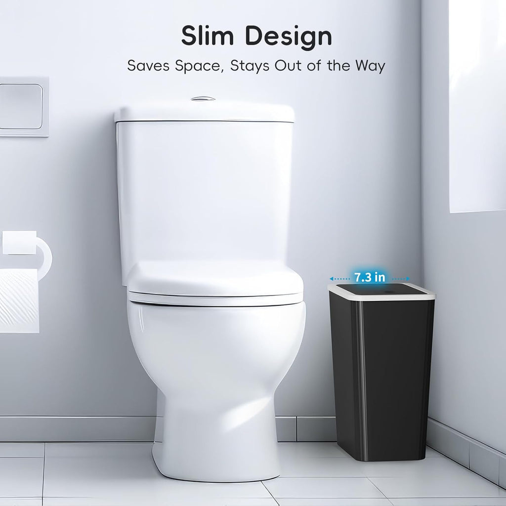 Small Trash Can, 3 Pack 4 Gallons Bathroom Garbage Can with Lid Press-Top, Small Waste Basket with