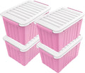 Nazhura Plastic Storage Bin, Stackable and Nestable Storage Boxes with White Lids and Secure