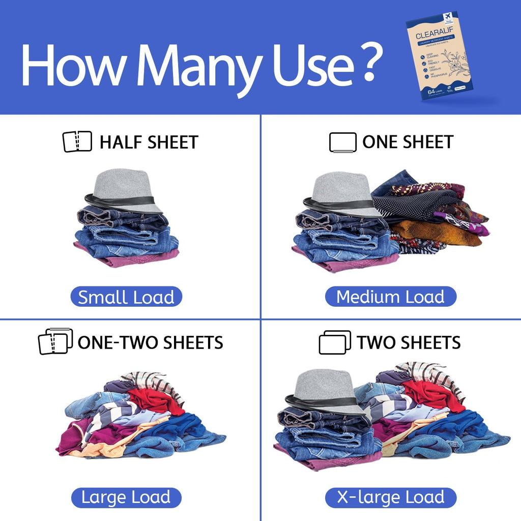 CLEARALIF Laundry Detergent Sheets, Fresh Linen, 64 Load, CLEARALIF Laundry Detergent Strips Eco