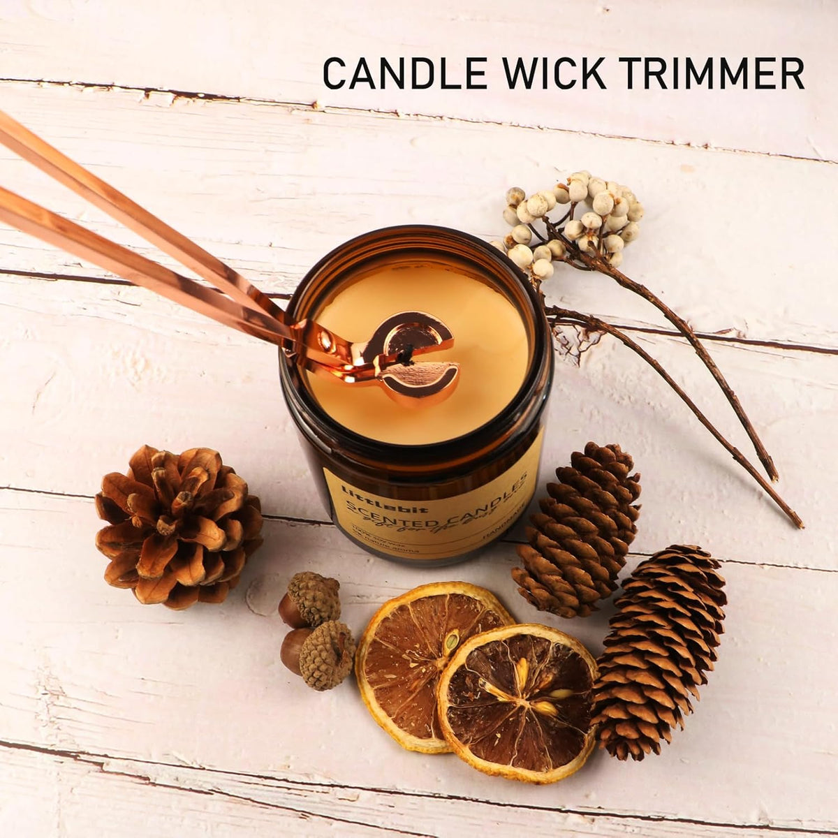 4 in 1 Elegant Candle Accessory Set, Rechargeable Lighter, Candle Wick Trimmer Cutter, Candle