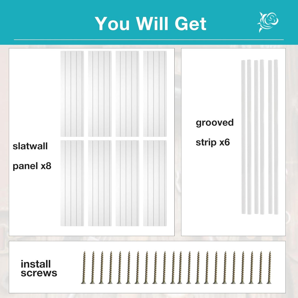 NeatiEase Slatwall Panel Wall Storage Systems, 4 x 8ft Slat Wall Paneling Garage Wall Organizer