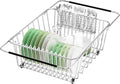 Large Sink Dish Drying Rack, Expandable 304 Stainless Steel Metal Dish Drainer Rack Organizer