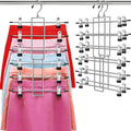 Pants Hangers with Clips,Space Saving Hanging Closet Organizer-6 Tiers Skirt Hangers with 360°