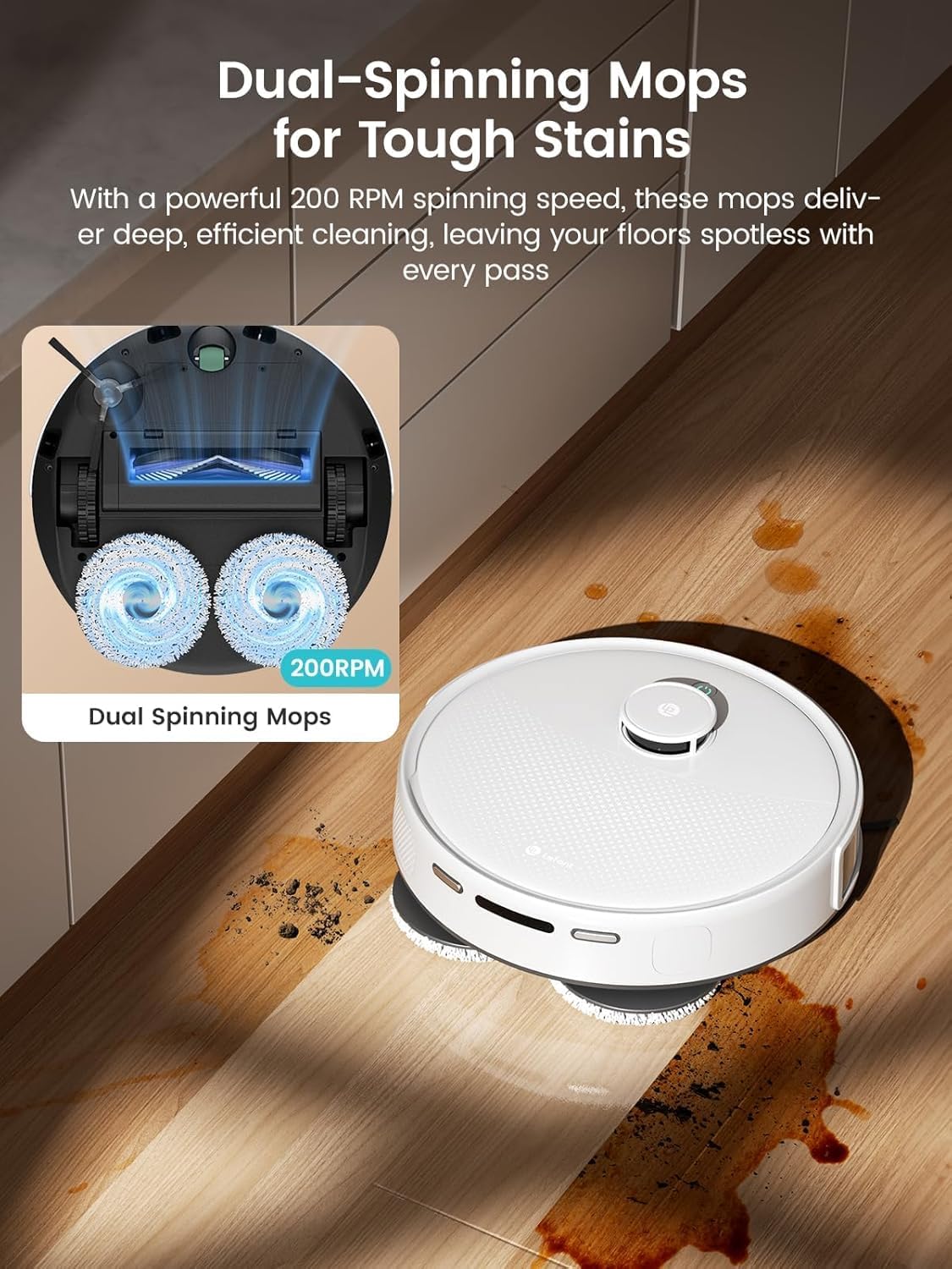 Lefant Robot Vacuum, M3 Robot Vacuum and Mop, 10000Pa Suction, Anti-Tangle Brushes, Dual Spinning