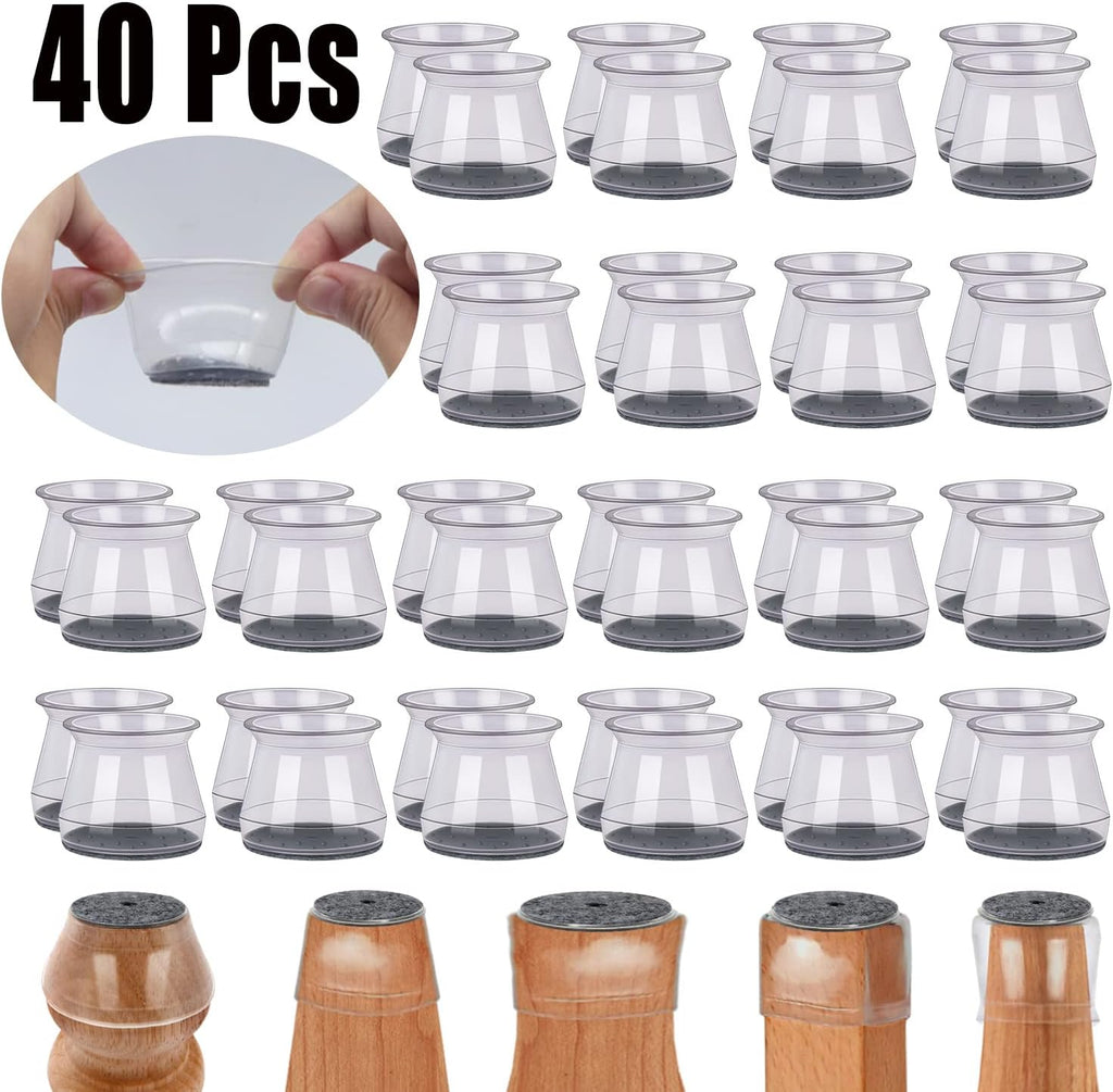 BUMACO 40Pcs Chair Leg Floor Protectors Chair Leg Protectors for Hardwood Floors Silicone Pads