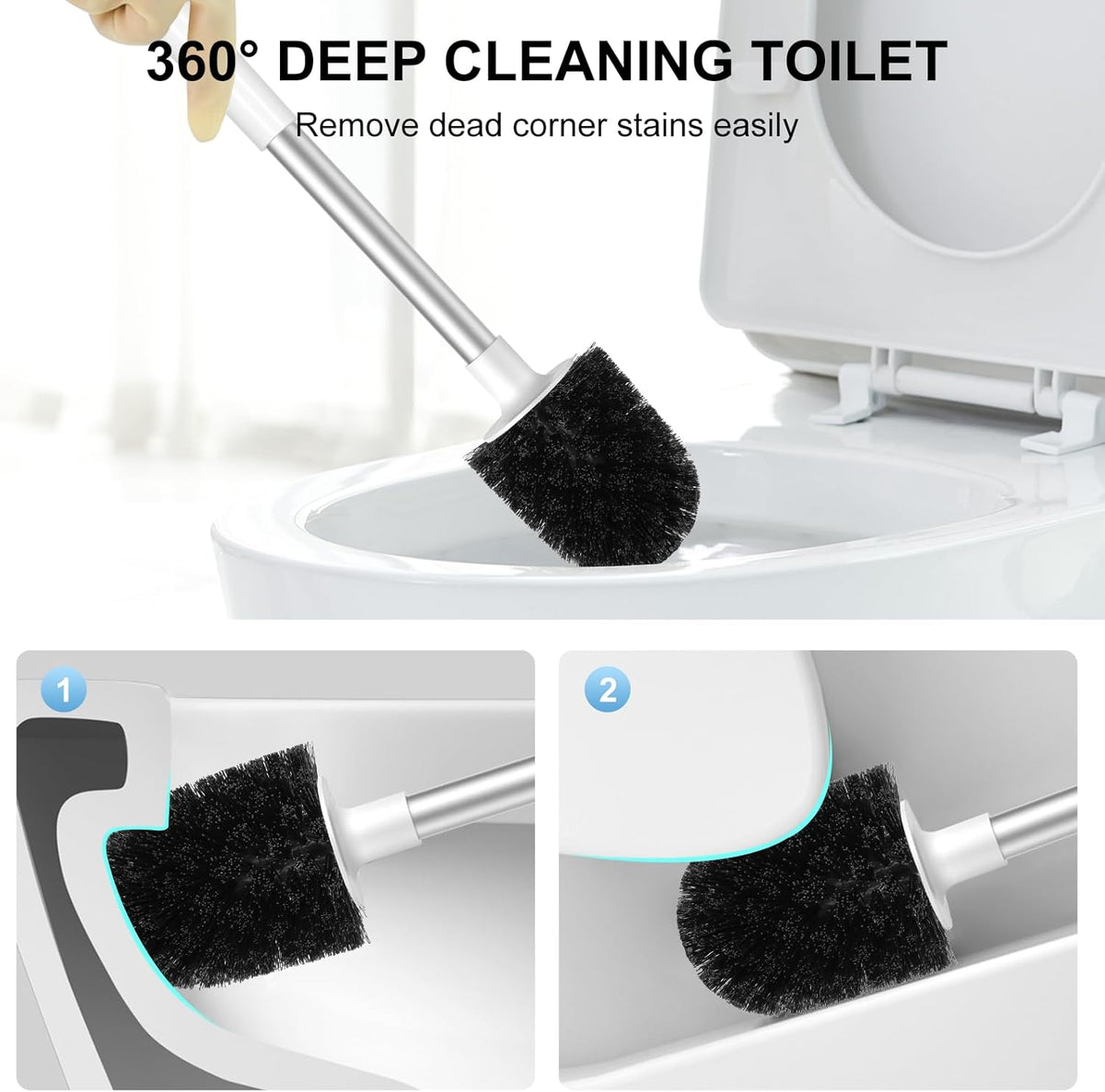 SetSail Toilet Brush 3 Pack Toilet Bowl Brush and Holder Toilet Cleaner Brush with Nylon Bristles
