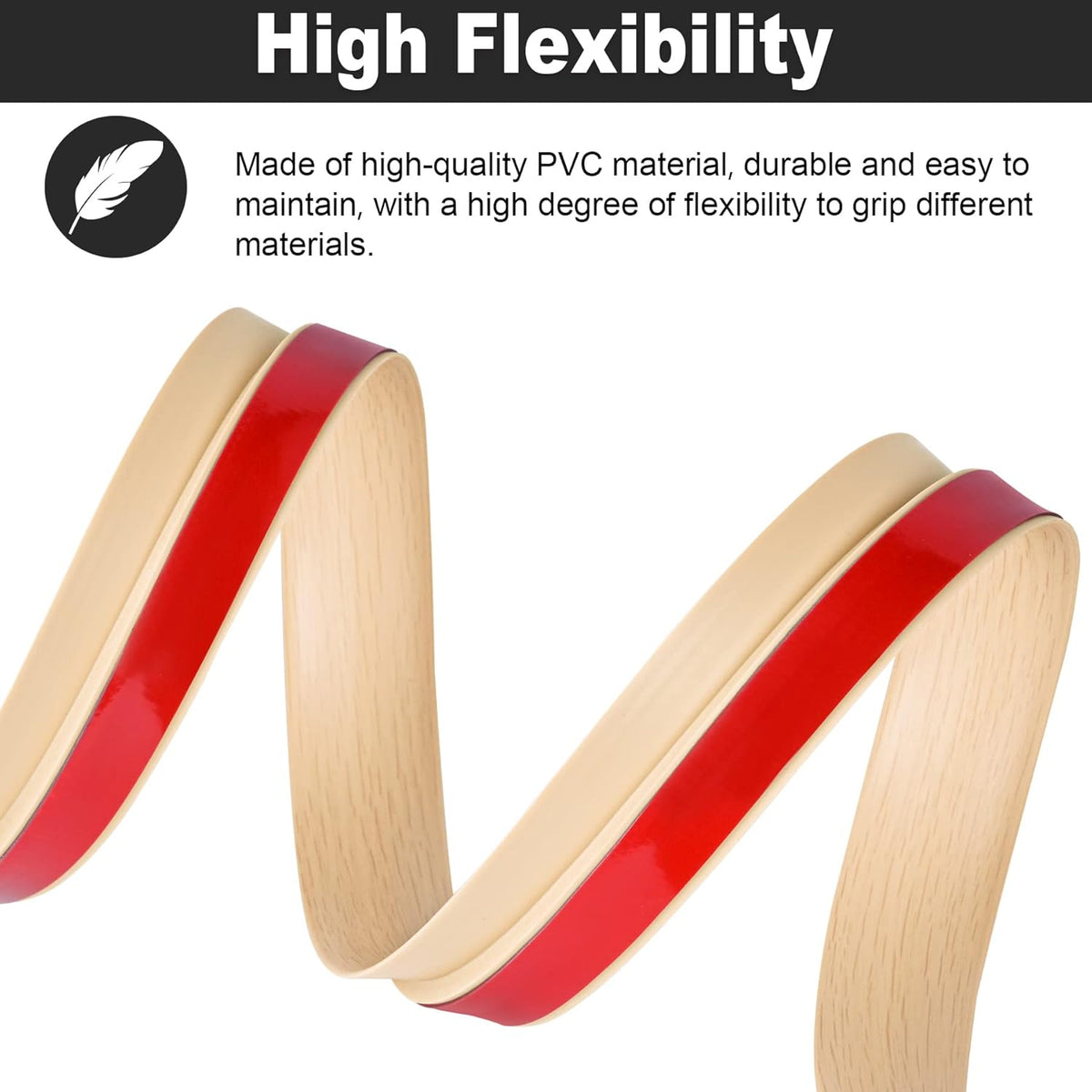 20Ft Carpet Floor Transition Strip, Self Adhesive Floor Edging Trim Strip, PVC Threshold Cover for