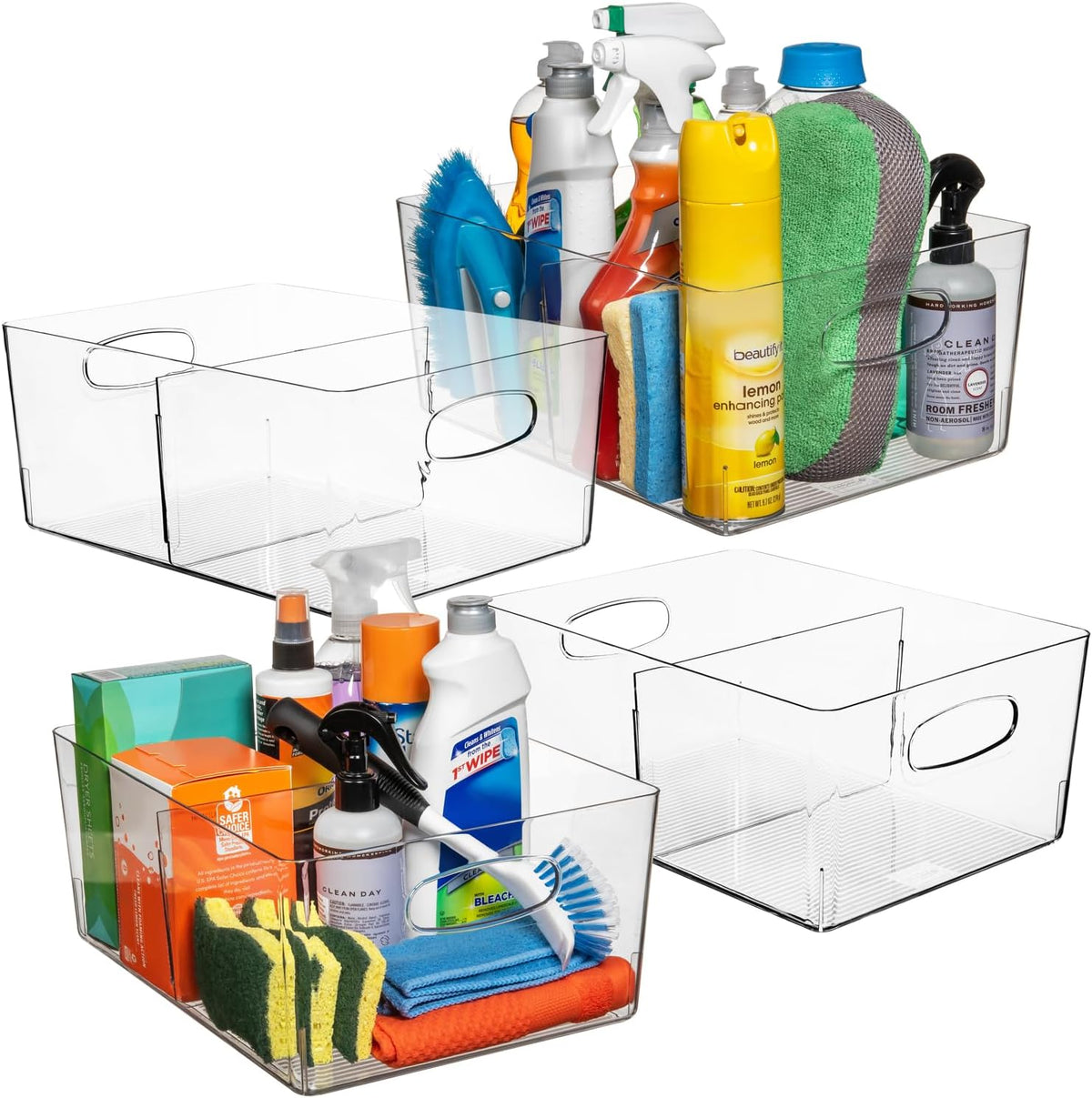 ClearSpace Plastic Storage Bins with Divider – Perfect Kitchen Organization or Pantry Storage