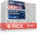 BNX TruFilter 16x20x1 Air Filter MERV 13 (6-Pack) - MADE IN USA - Electrostatic Pleated Air