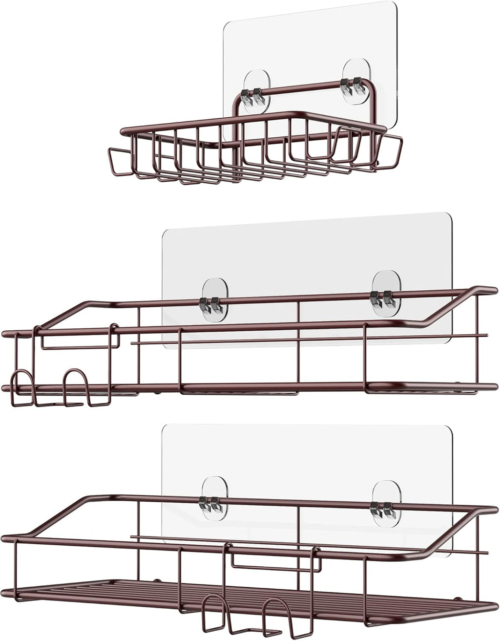 Nieifi Shower Caddy Shelf with Hooks Storage Rack Organizer Adhesive Stainless Steel without