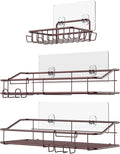 Nieifi Shower Caddy Shelf with Hooks Storage Rack Organizer Adhesive Stainless Steel without