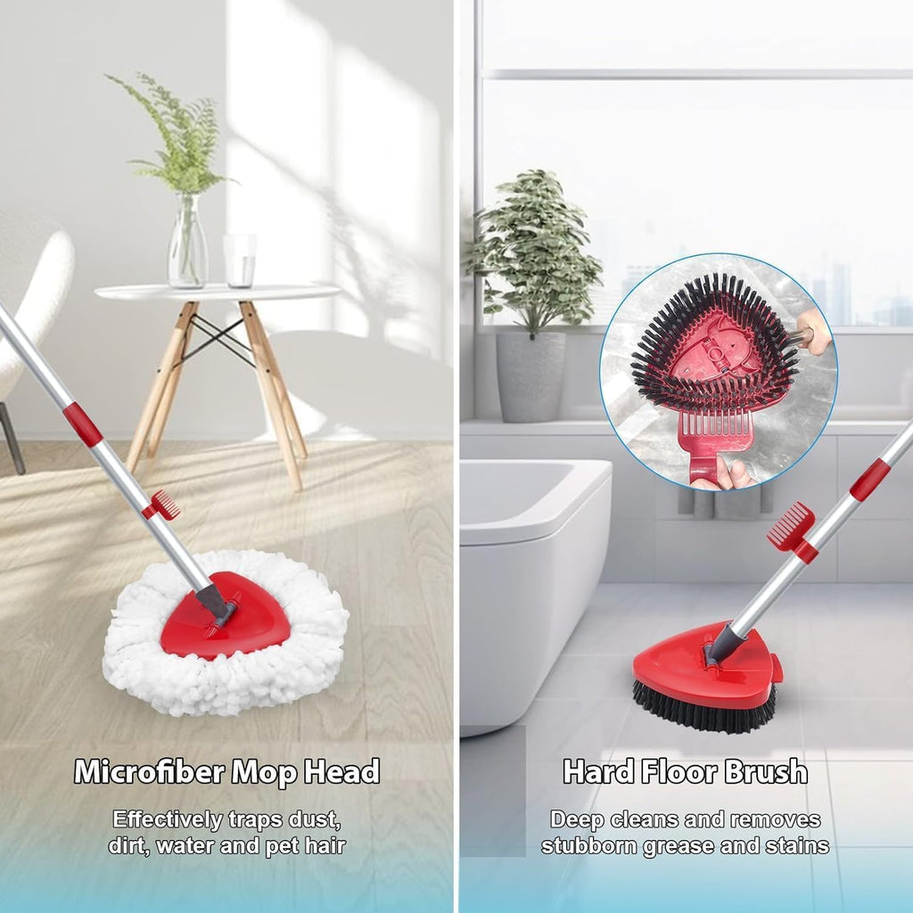 2 Pack Spin Mop Heads Replacement Compatible with O Cedar EasyWring 1Tank, Upgraded Scrub Brush,4