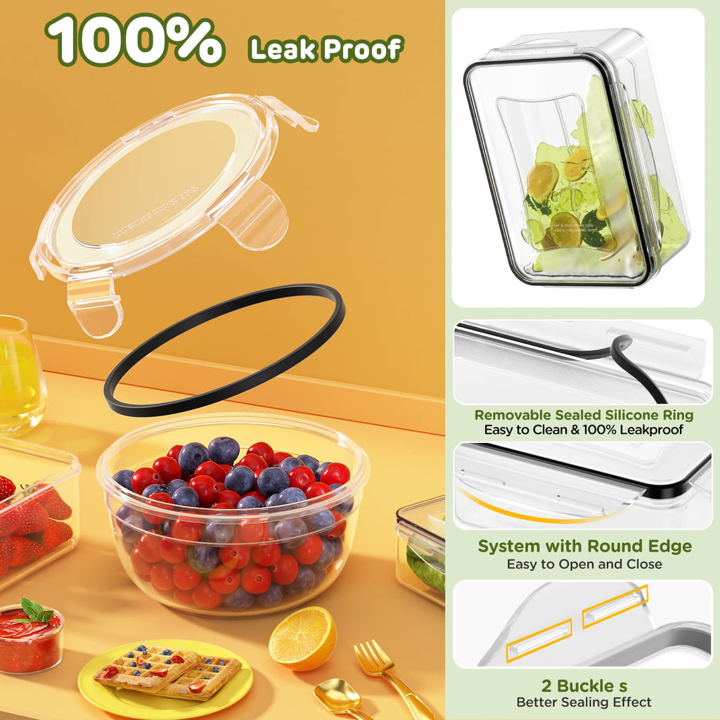 JSCARES 40 PCS Food Storage Containers with Lids Airtight (20 Lids &20 Containers) - Leakproof