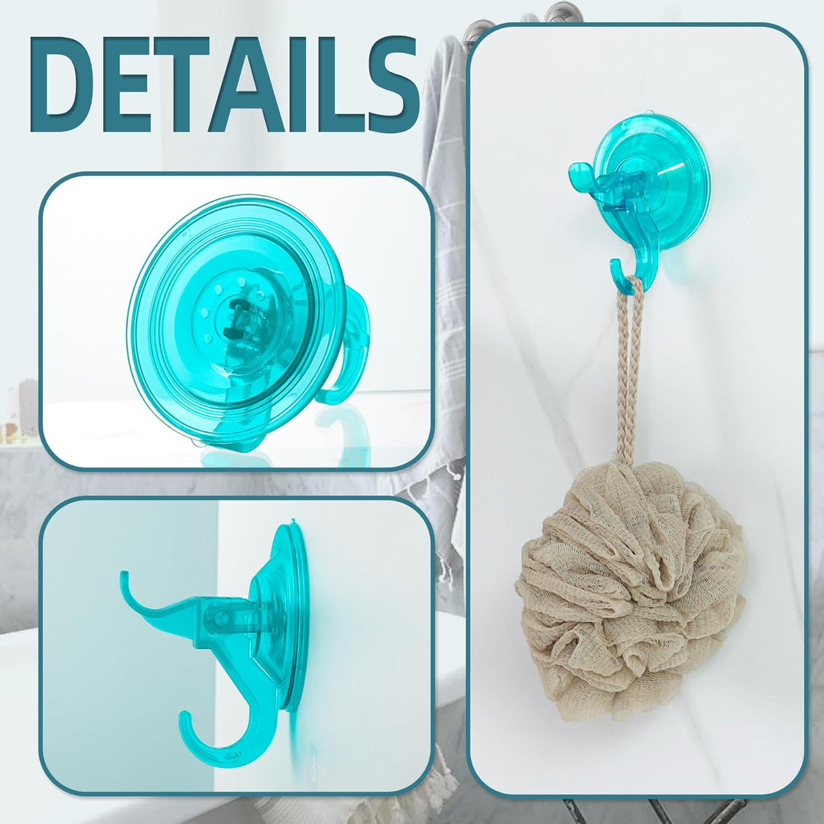 Antimbee Suction Cup Hooks,10 Pack Clear Shower Suction Hooks, Heavy Duty Vacuum Suction Cups