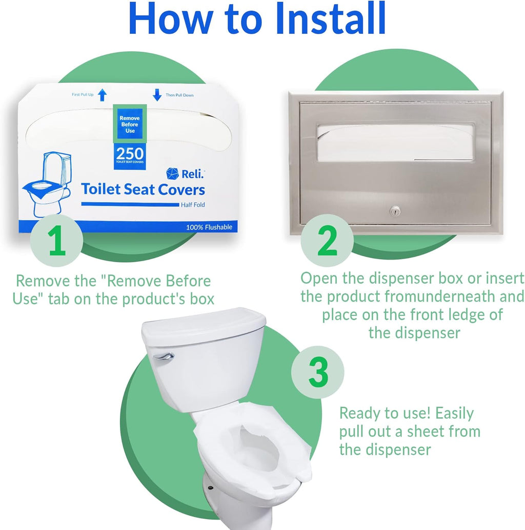 Reli. Toilet Seat Covers (2000 Pcs, 8 Packs of 250) | Disposable Toilet Seat Cover - Flushable