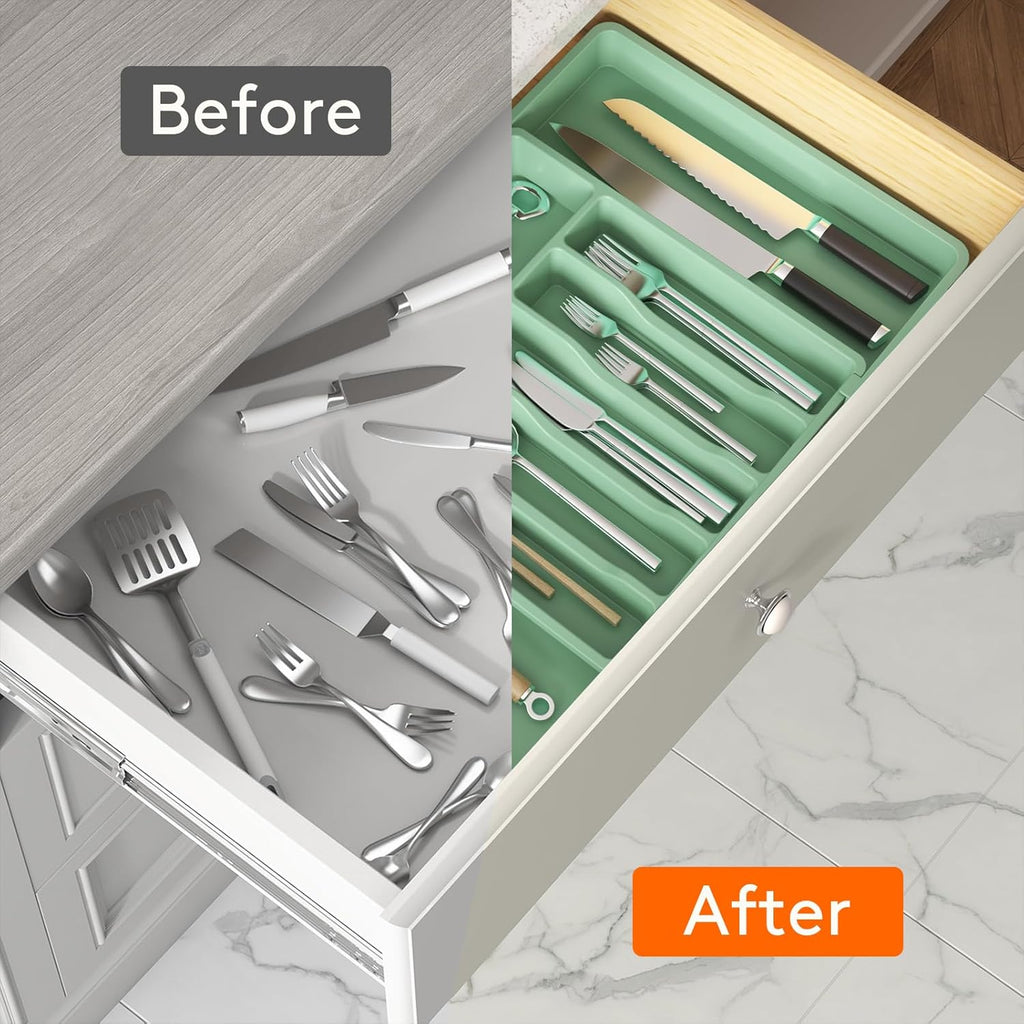 Lifewit Silverware Drawer Organizer, Expandable Utensil Tray for Kitchen, BPA Free Flatware and